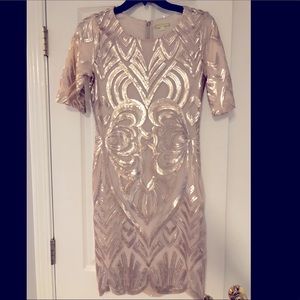 Gianni Bini Rose Gold & Nude Sequined Dress